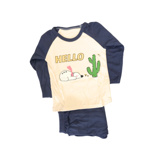Purple Hello Cactus Pajama Set 2 Pc Light Fleece