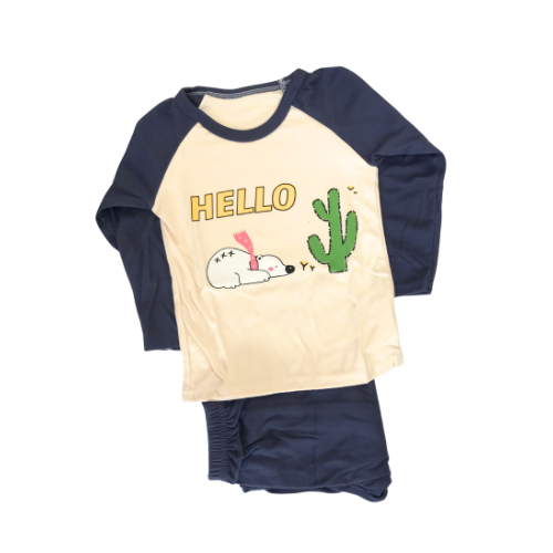 Purple Hello Cactus Pajama Set 2 Pc Light Fleece